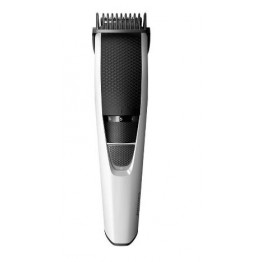 Aparat de tuns barba Philips BT3202/14, setari de precizie de 1 mm, lame din otel inoxidabil, incarcare USB, sistem de ridicare si tundere, alb/negru